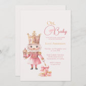 Christmas Baby Shower Pink Nutcracker Watercolor Einladung (Vorne/Hinten)
