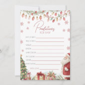 Christmas Baby Shower Prediction Card Einladung (Vorderseite)