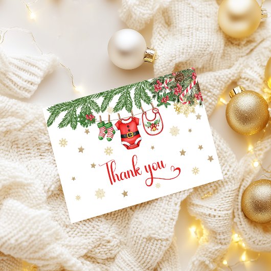 Christmas Baby Shower Thank You Card Santa Baby  Dankeskarte