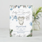 Christmas Baby Sprinkle clothesline Baby Shower Einladung (Stehend Vorderseite)