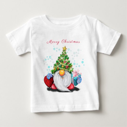 Christmas Baby T-Shirt Gnome with Gift For You (Vorderseite)
