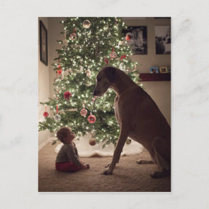 Christmas Baby und Hund Bester Freund Feiertagspostkarte