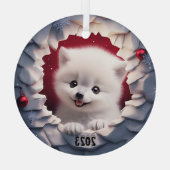 Christmas Baby White Fox Ornament Aus Glas (Rückseite)
