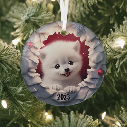 Christmas Baby White Fox Ornament Aus Glas (InSitu)