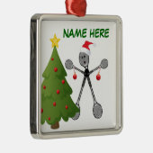 Christmas Badminton Player Silbernes Ornament (Rechts)