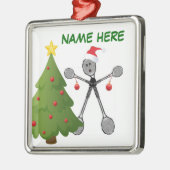 Christmas Badminton Player Silbernes Ornament (Links)