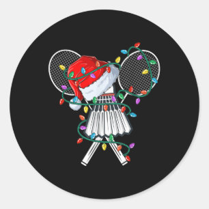 Christmas Badminton Xmas Santa Sports Hat Mens Wom Runder Aufkleber