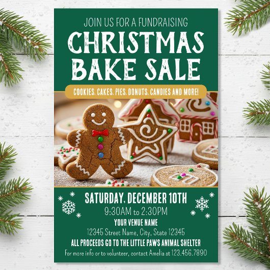 Christmas Bake Sale Festive Holiday Green Business Flyer