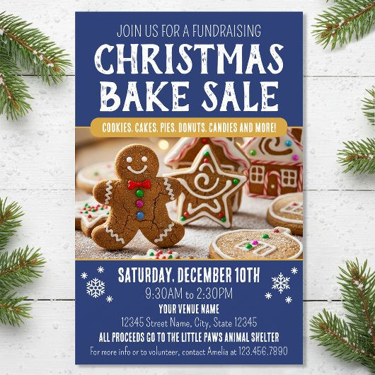 Christmas Bake Sale Festive Holiday Navy Business Flyer