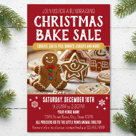 Christmas Bake Sale Photo Festive Holiday Deep Red Flyer