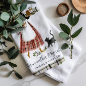 Christmas Baking Lady with Cat Personalized Geschirrtuch