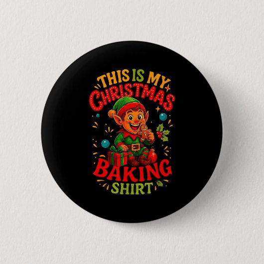 Christmas Baking Shirt Cute Elf Gingerbread Pastry Button (Vorderseite)