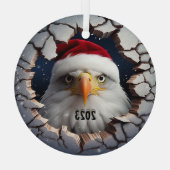 Christmas Bald Eagle Ornament Aus Glas (Rückseite)
