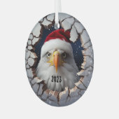 Christmas Bald Eagle Ornament Aus Glas (Vorderseite links)