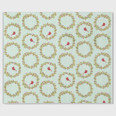 Christmas Bales Holly Bells Berry Wrapping Paper Geschenkpapier (Flach)