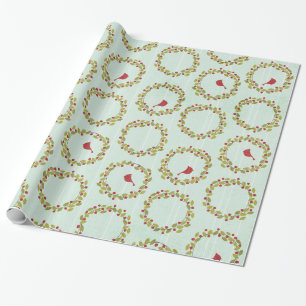 Christmas Bales Holly Bells Berry Wrapping Paper Geschenkpapier