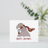 Christmas ball cute monster feiertagspostkarte (Stehend Vorderseite)