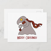 Christmas ball cute monster feiertagspostkarte (Vorne/Hinten)