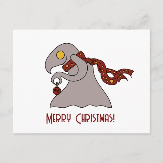 Christmas ball cute monster feiertagspostkarte (Vorderseite)