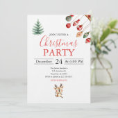 Christmas Balls and Cheerful Baby Reindeer Einladung (Stehend Vorderseite)