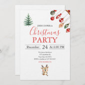 Christmas Balls and Cheerful Baby Reindeer Einladung (Vorne/Hinten)