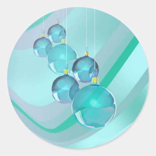 CHRISTMAS BALLS & RIBBON VON SHARON SHARPE RUNDER AUFKLEBER (Vorderseite)