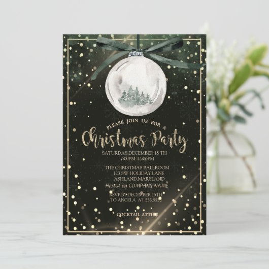 Christmas Balls Trees Dots Company Christmas Party Einladung (Stehend Vorderseite)