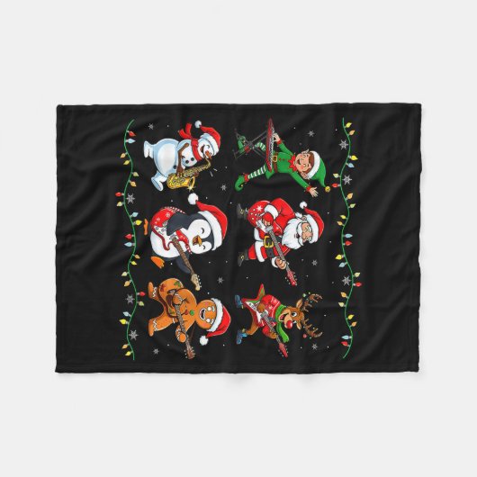 Christmas Band Santa Elf Reindeer Guitar Rock And  Fleecedecke (Vorderseite (Horizontal))