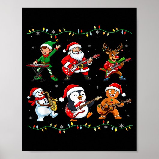 Christmas Band Santa Elf Reindeer Guitar Rock And Poster (Vorne)