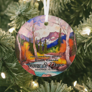 Christmas Banff Canada Maximalist Verheiratet Coup Ornament Aus Glas