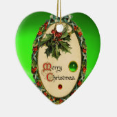 CHRISTMAS BANJO MIT MISTLETOS UND HOLLY BERRIES KERAMIK ORNAMENT (Rechts)