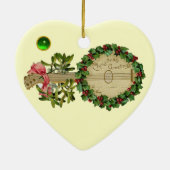 CHRISTMAS BANJO MIT MISTLETOS UND HOLLY BERRIES KERAMIK ORNAMENT (Hinten)