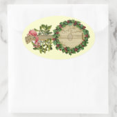 CHRISTMAS BANJO MIT MISTLETOS UND HOLLY BERRIES OVALER AUFKLEBER (Tasche)