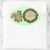 CHRISTMAS BANJO MIT MISTLETOS UND HOLLY BERRIES OVALER AUFKLEBER (Tasche)