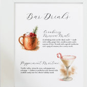 Christmas Bar Signs | Watercolor Cocktails Poster