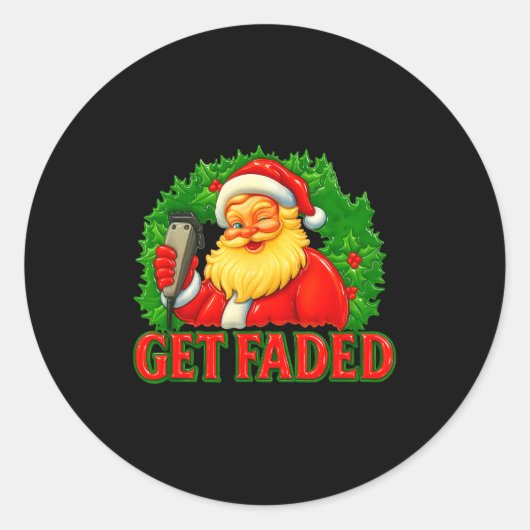 Christmas Barber Get Faded Runder Aufkleber (Vorderseite)