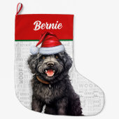 Christmas Barbet Dog Name Woof Großer Weihnachtsstrumpf (Vorderseite)