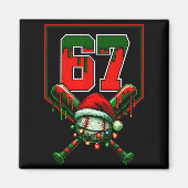 Christmas Baseball Drip Number 67 Player Or 67th B Magnet (Vorne)