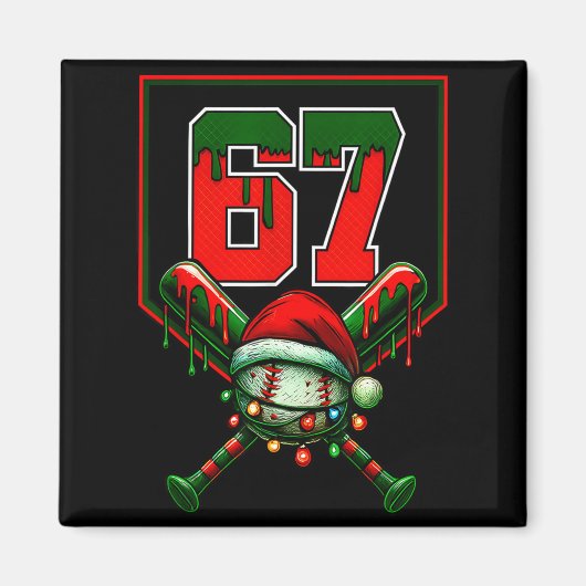 Christmas Baseball Drip Number 67 Player Or 67th B Magnet (Vorne)