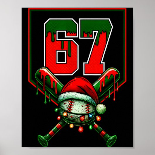 Christmas Baseball Drip Number 67 Player Or 67th B Poster (Vorne)
