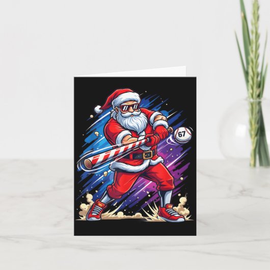 Christmas Baseball Funny Santa Game Day Xmas Boys Karte (Vorderseite)