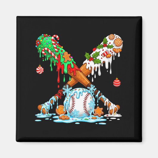 Christmas Baseball Ice Cream Drip Candy Game Day B Magnet (Vorne)