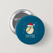 Christmas Baseball Sister Xmas Santa Hat Kids Boys Button (Vorne & Hinten)