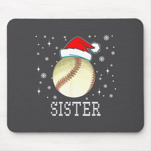 Christmas Baseball Sister Xmas Santa Hat Kids Boys Mousepad (Vorne)
