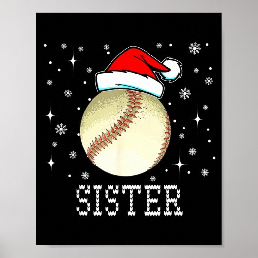 Christmas Baseball Sister Xmas Santa Hat Kids Boys Poster (Vorne)