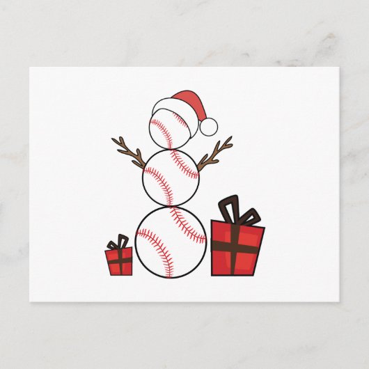 Christmas Baseball Snowman Funny Feiertagspostkarte (Vorderseite)