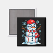Christmas Baseball Snowman Xmas Pajamas Women Men Magnet (Vorderseite/Rückseite)