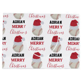 Christmas Baseball Sports Ball Custom Name Große Geschenktüte (Rückseite)