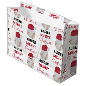 Christmas Baseball Sports Ball Custom Name Große Geschenktüte (Vorderseite Schrägansicht)