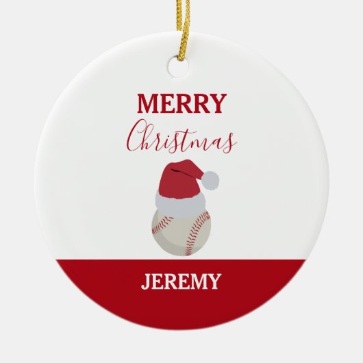 Christmas Baseball Sports Ball Custom Name Keramik Ornament (Vorne)